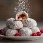 Raspberry Filled Almond Snowball Cookies Recipe
