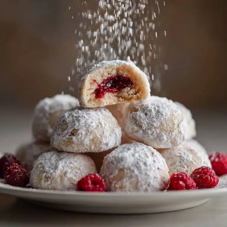 Raspberry Filled Almond Snowball Cookies Recipe