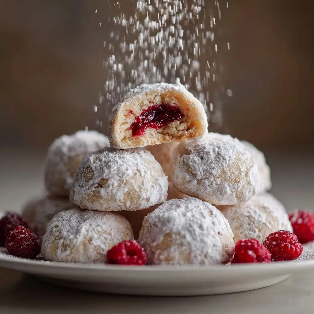 Raspberry Filled Almond Snowball Cookies Recipe