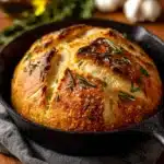 Rustic No-Knead Rosemary Garlic Bread Recipe