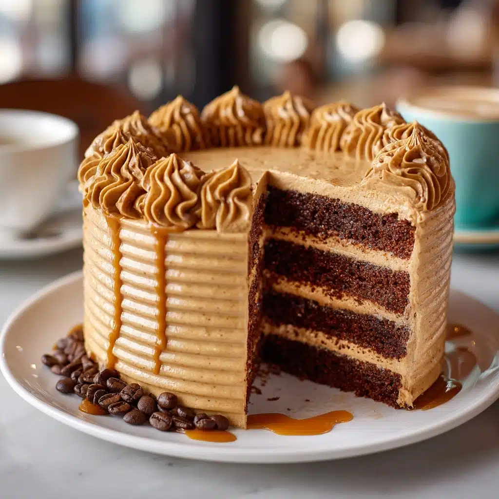 Decadent Caramel Latte Cake with Coffee Buttercream Recipe - Recipe Image