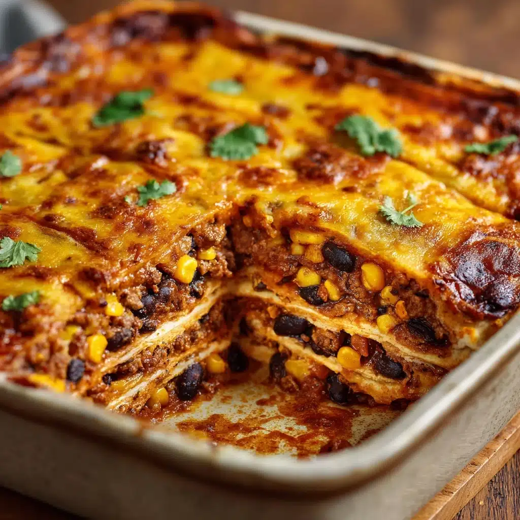 Beef Enchilada Casserole with Corn Tortillas Recipe - Recipe Image