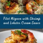 Filet Mignon with Shrimp and Lobster Cream Sauce Recipe