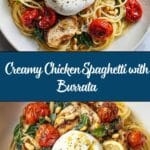Chicken Spaghetti with Burrata and Lemon Butter Garlic Sauce Recipe