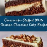 White German Chocolate Cake with a Cheesecake Center Recipe