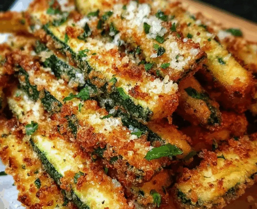 Crispy Parmesan Garlic Zucchini Fries Recipe
