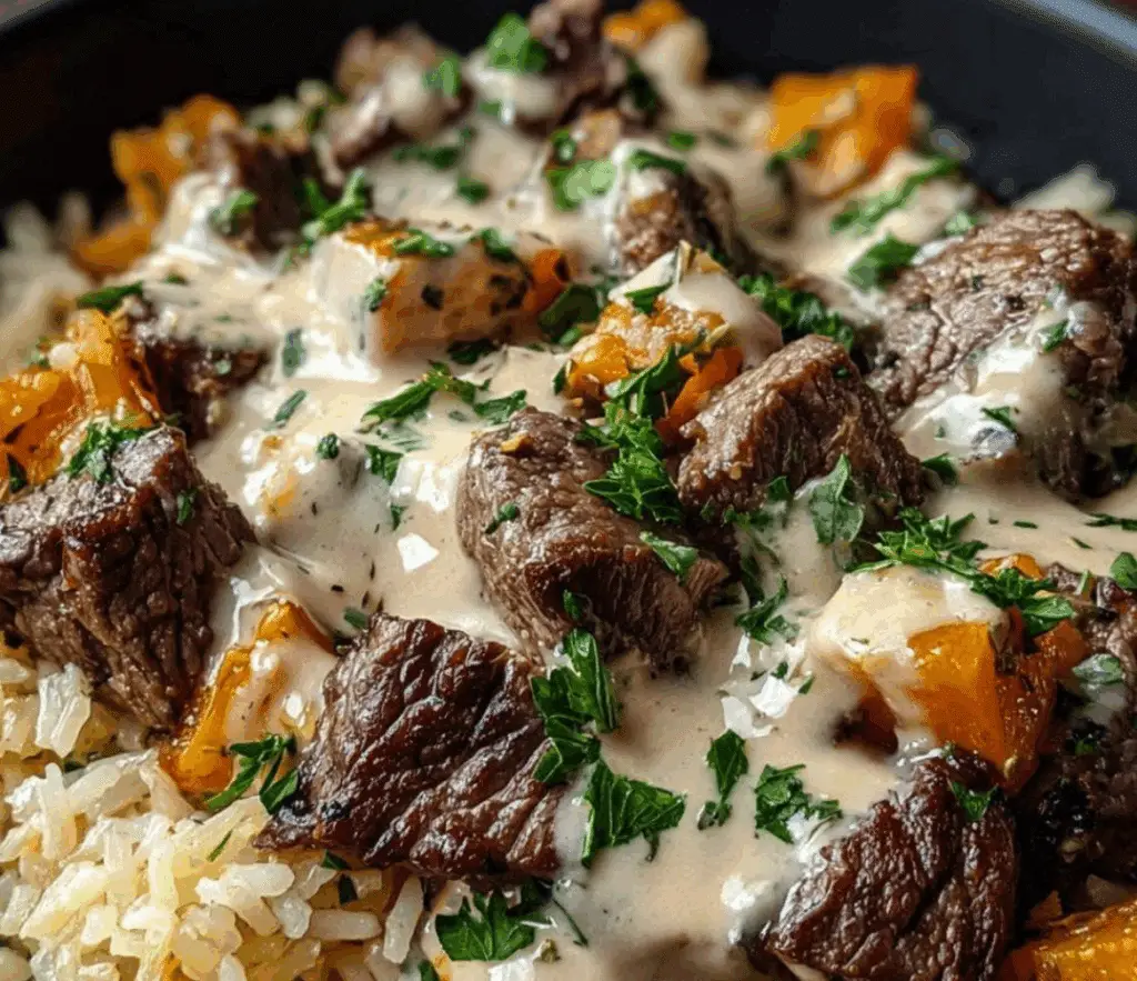 Cheesy Steak & Queso Rice Recipe