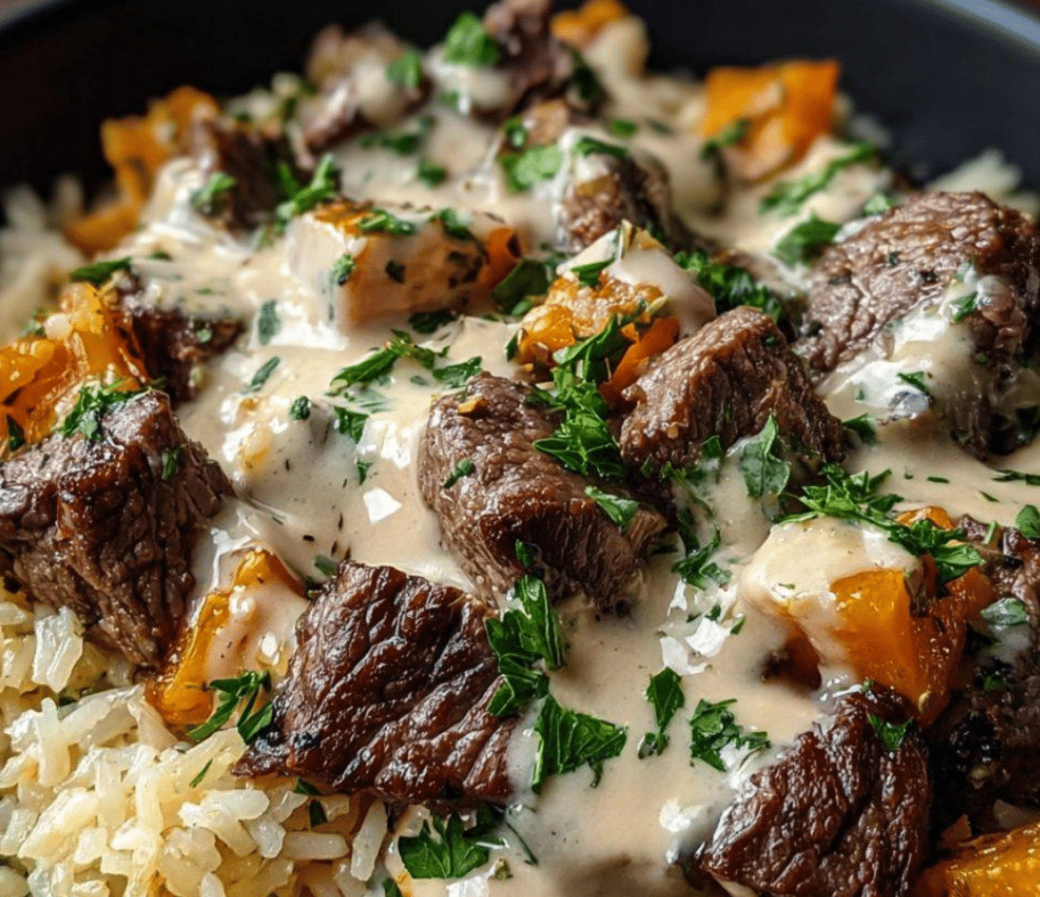 Cheesy Steak & Queso Rice Recipe