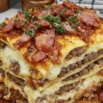 Parmesan Garlic Bacon Cheeseburger Lasagna Recipe