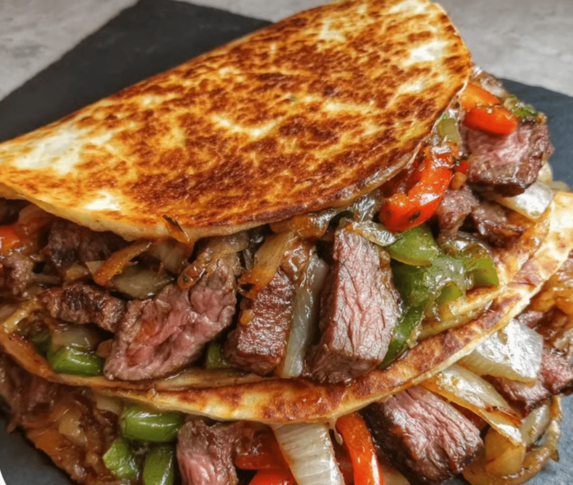 Pepper Steak Cheesy Quesadillas Recipe