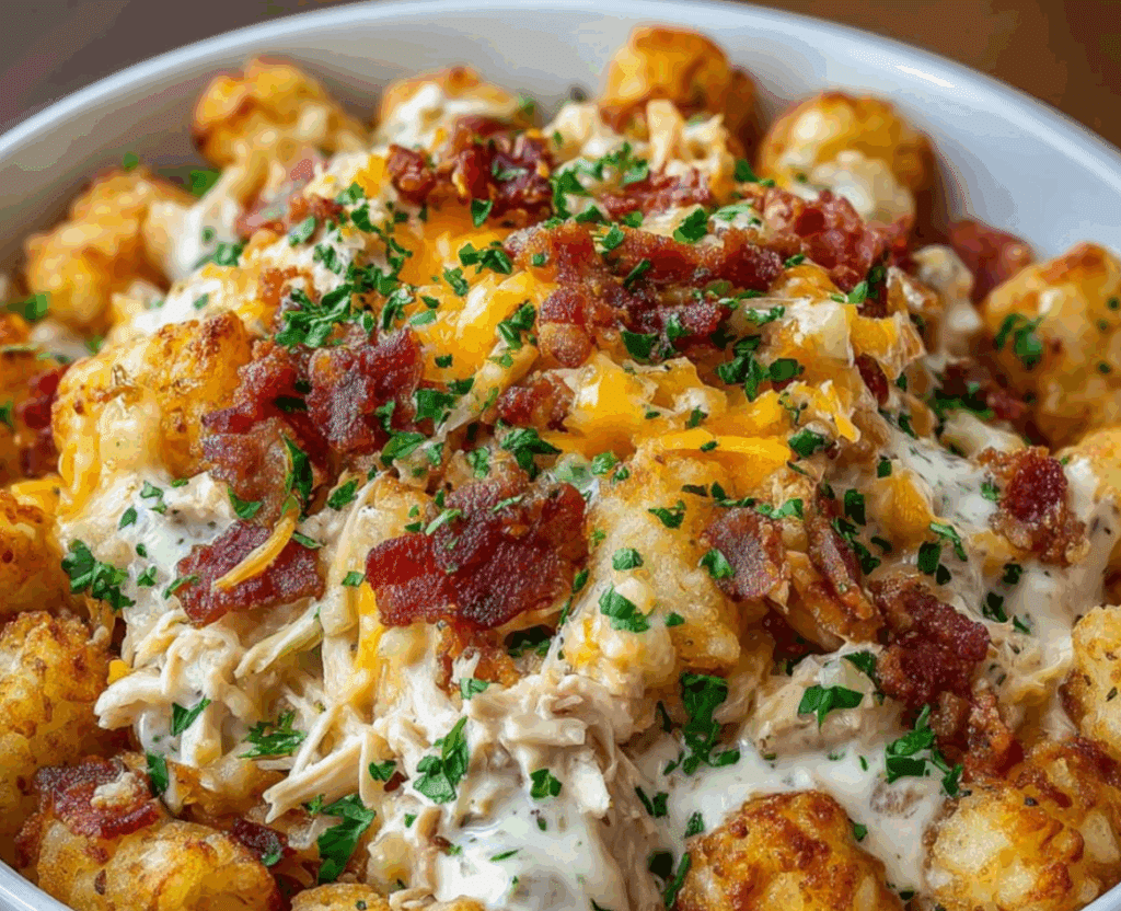 Chicken Bacon Ranch Tater Tot Casserole Recipe