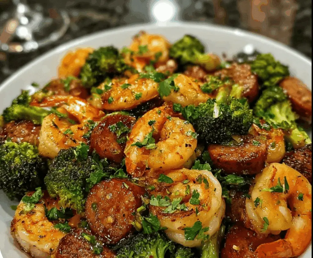 Honey Garlic Shrimp, Sausage and Broccoli Recipe