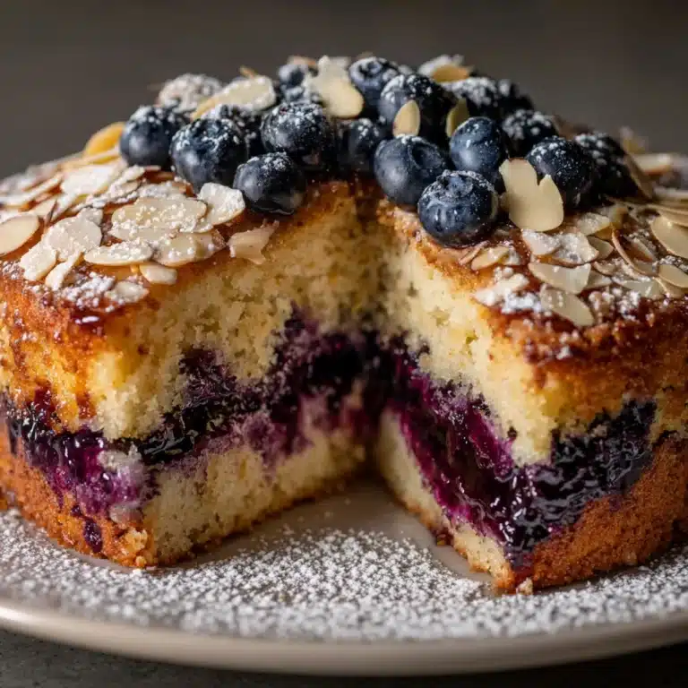 Almond Praline Blueberry Cake Recipe