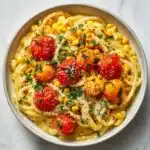Pasta with Cherry Tomatoes, Roasted Red Peppers, and Corn Recipe