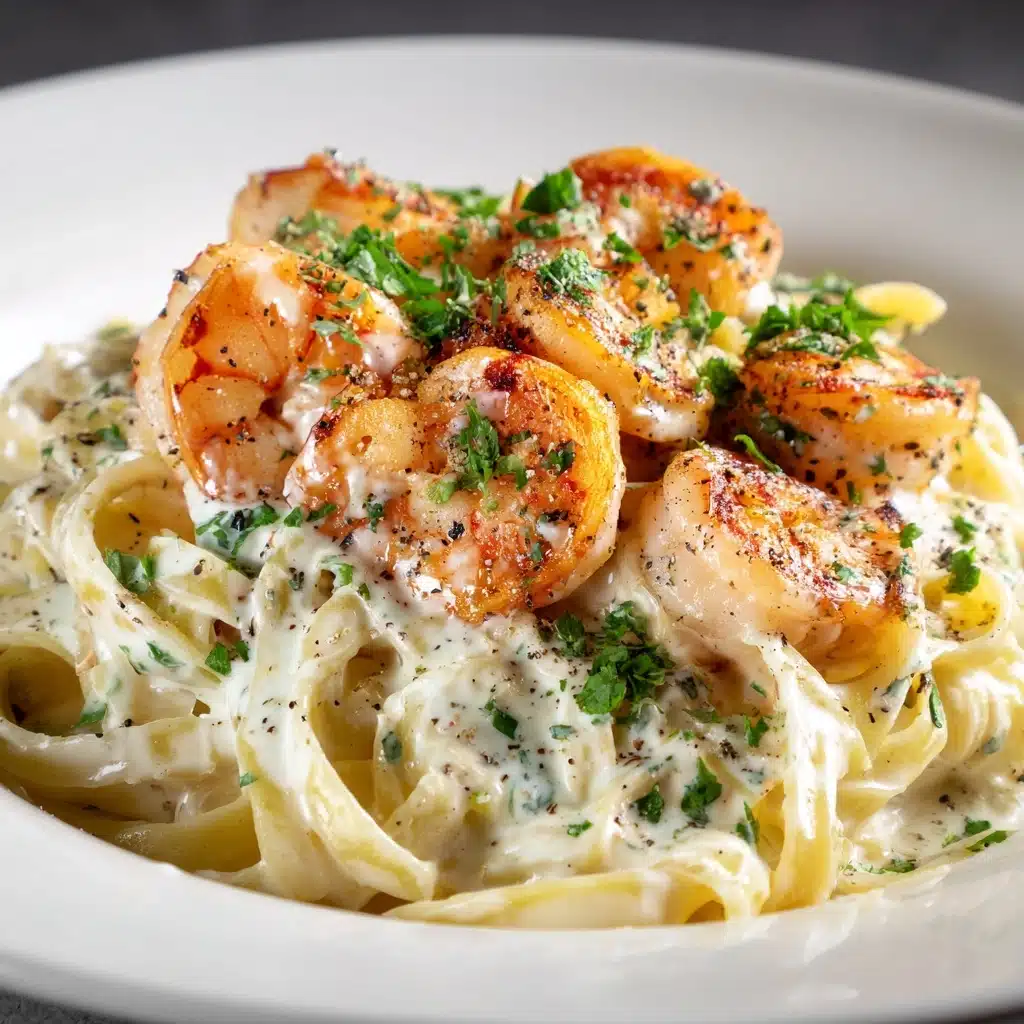 Grilled Salmon & Shrimp Fettuccine Alfredo Recipe - Recipe Image