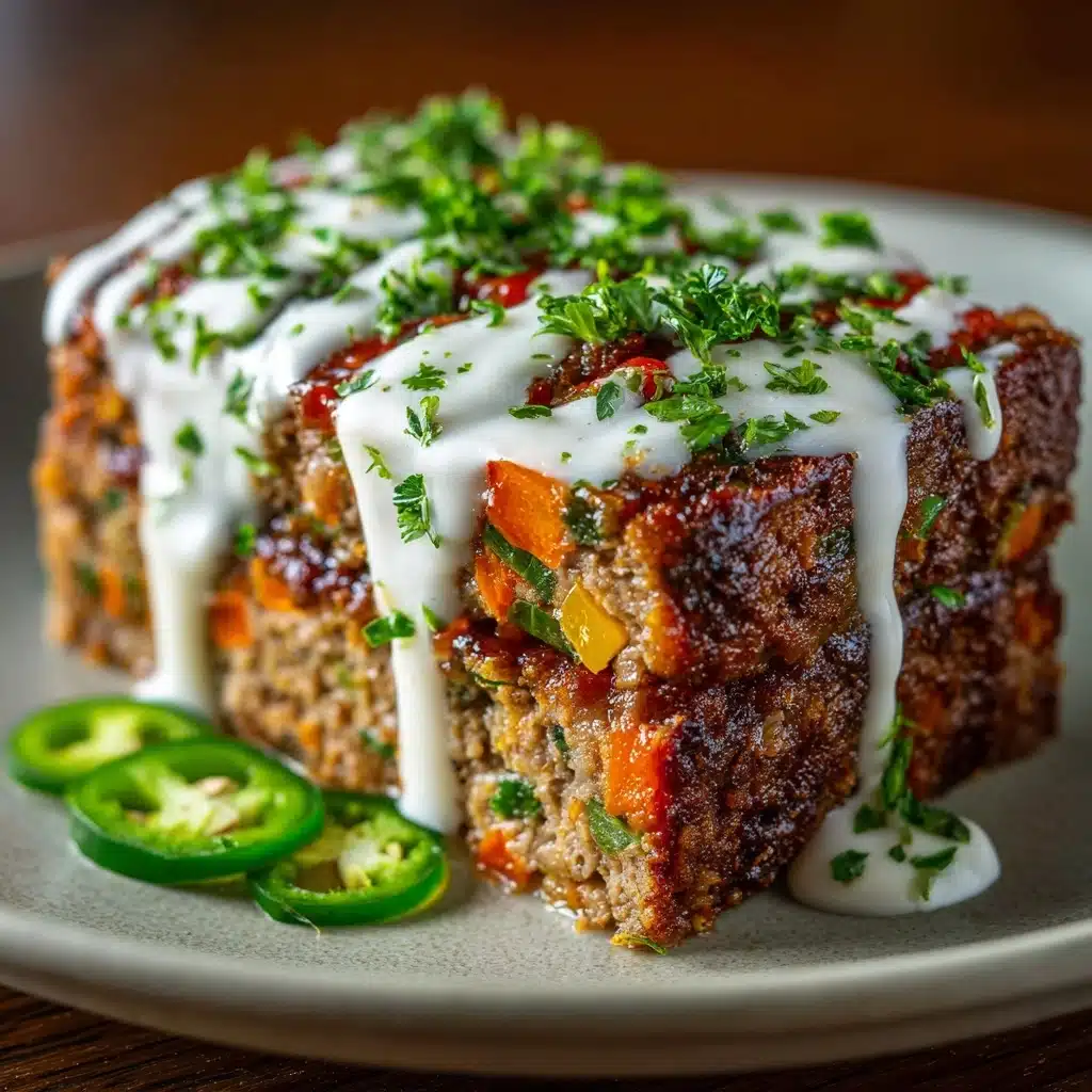 Smoky Jalapeño Popper Meatloaf with Creamy Ranch Drizzle Recipe - Recipe Image