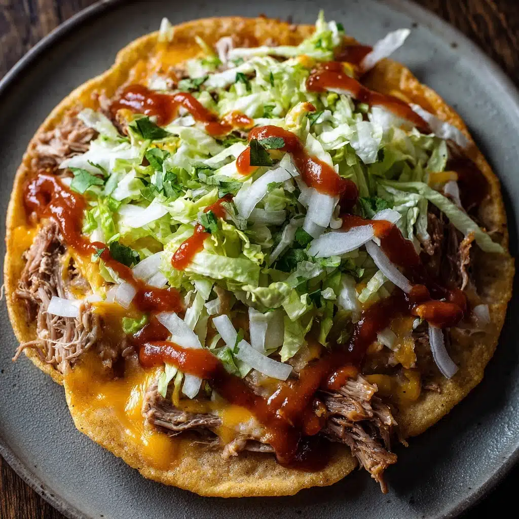 Cheesy Tostadas with Lettuce and Sauce Recipe - Recipe Image