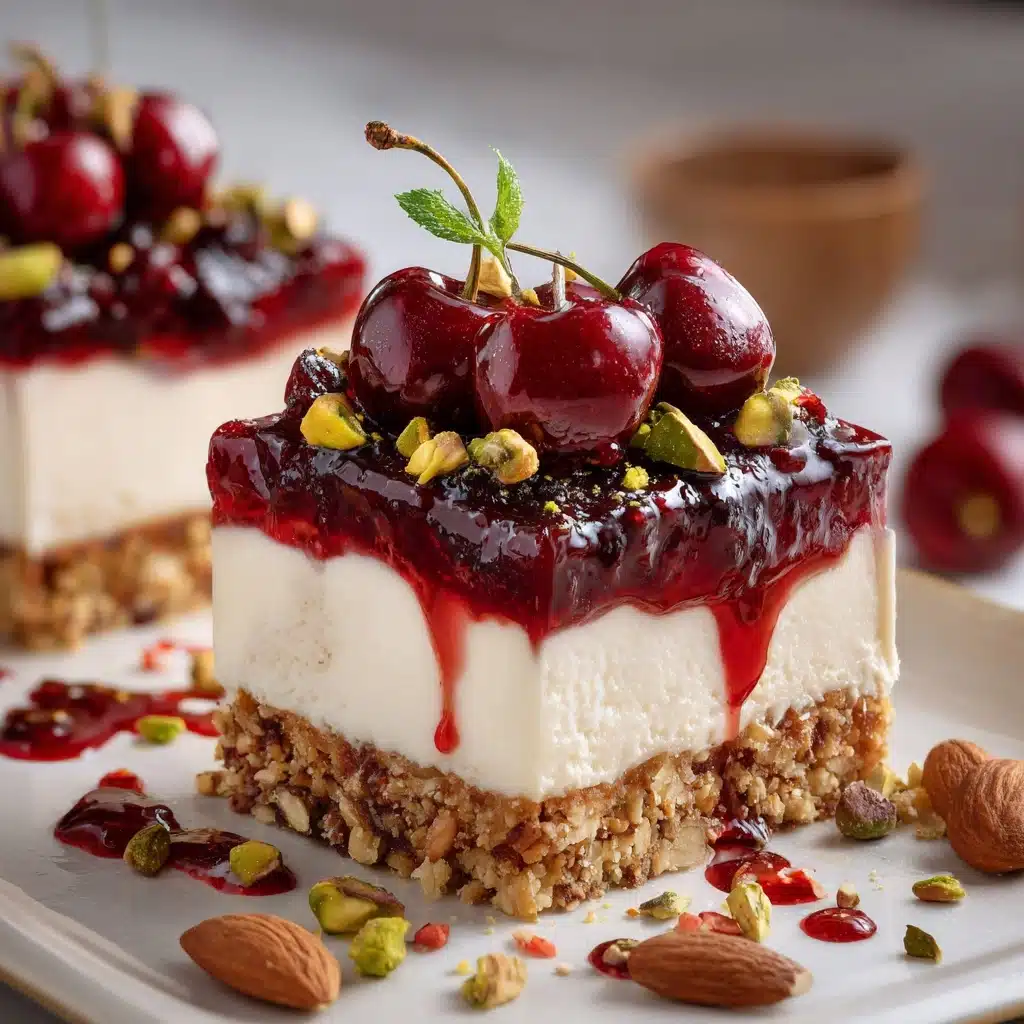 Heavenly Cherry Pistachio Cheesecake Bars Recipe - Recipe Image