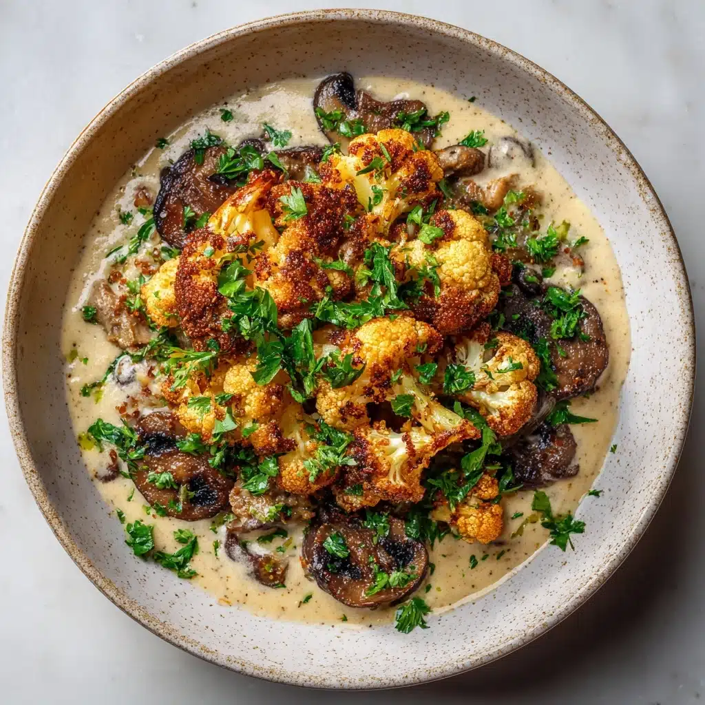 Garlic Mushrooms Cauliflower Skillet Recipe - Recipe Image