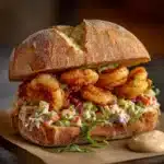 Crispy Fried Shrimp Burger with Homemade Sauce Recipe
