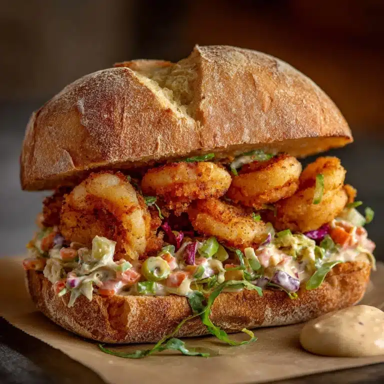 Crispy Fried Shrimp Burger with Homemade Sauce Recipe