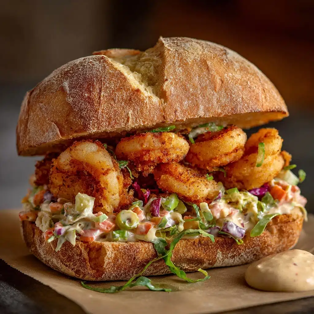 Crispy Fried Shrimp Burger with Homemade Sauce Recipe - Recipe Image
