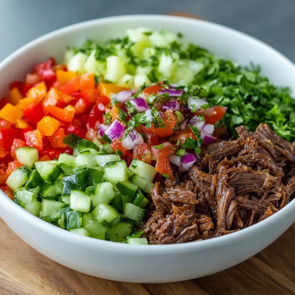 Beef Bowl with Veggies and Pico de Gallo Recipe - Recipe Image