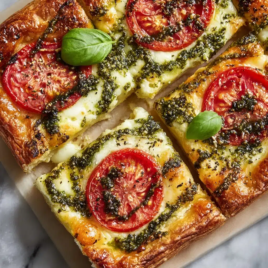 Pesto Caprese Puff Pastry Pizza Recipe - Recipe Image