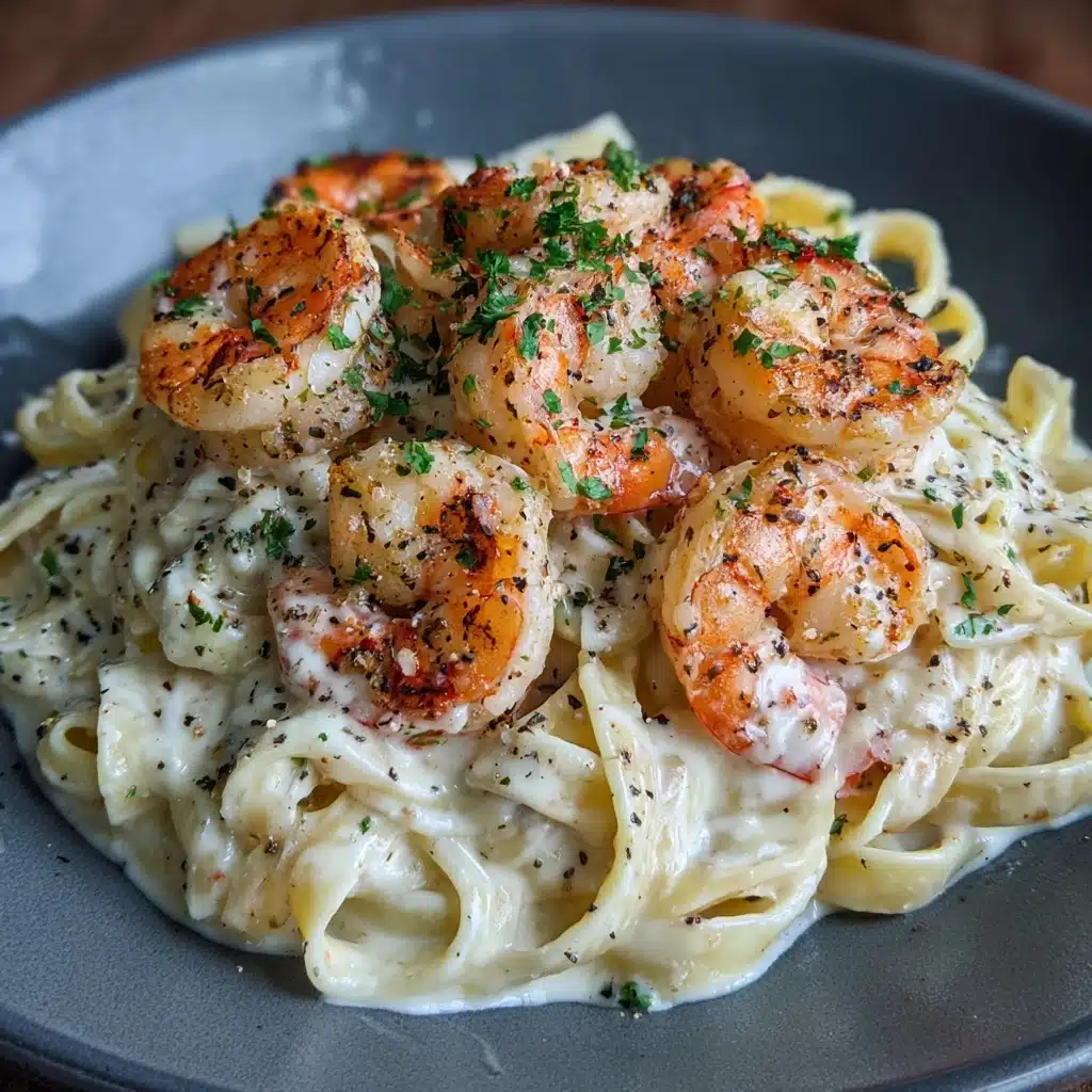 Grilled Salmon & Shrimp Fettuccine Alfredo Recipe - Recipe Image