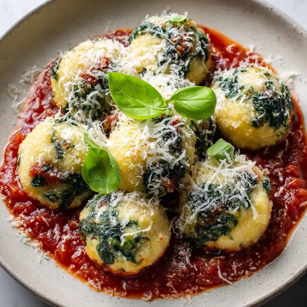 Malfatti Italian Spinach Ricotta Dumplings with Napoli Sauce Recipe - Recipe Image