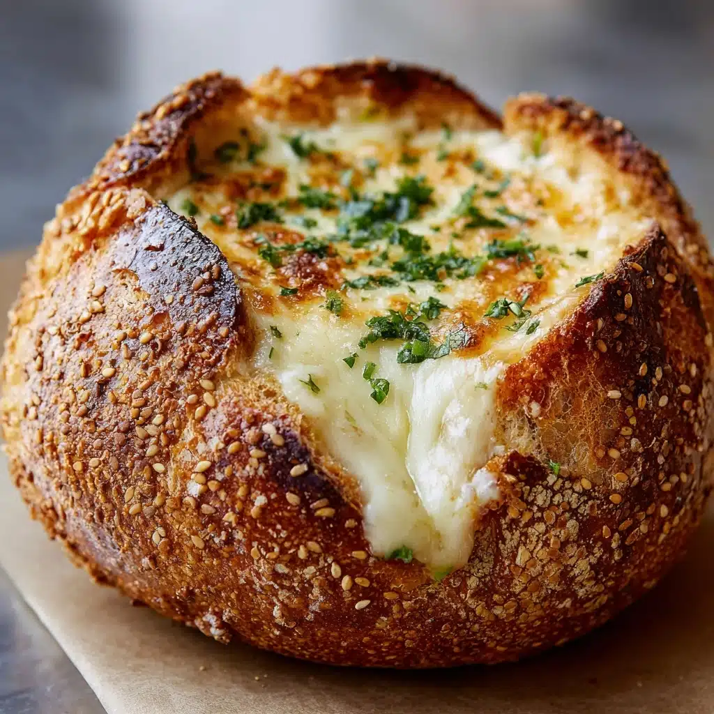 Garlic Butter Baked Brie in a Bread Bowl Recipe - Recipe Image