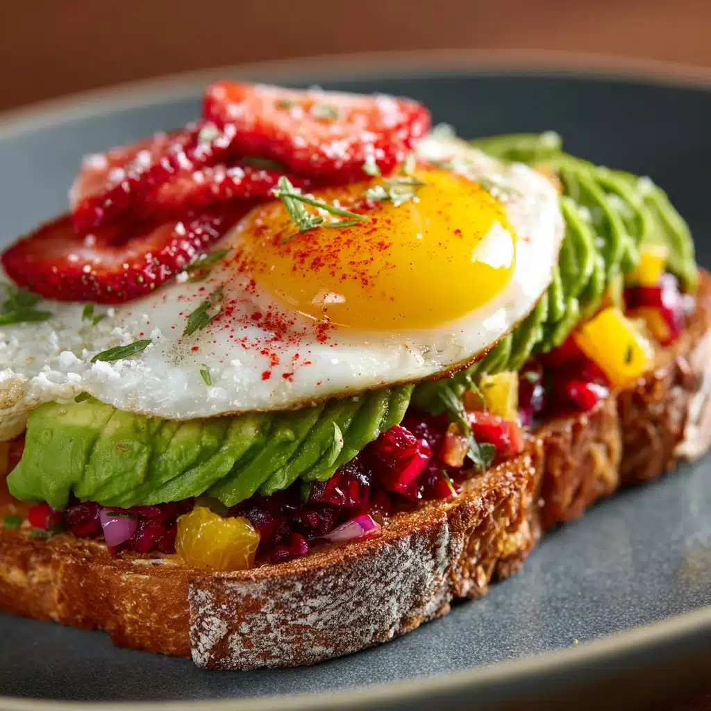 Avocado Toast with Fried Eggs & Fresh Fruit Recipe - Recipe Image