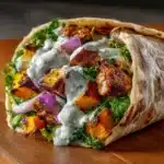 Curry Chicken Gyro and Tahini Sweet Potatoes Recipe