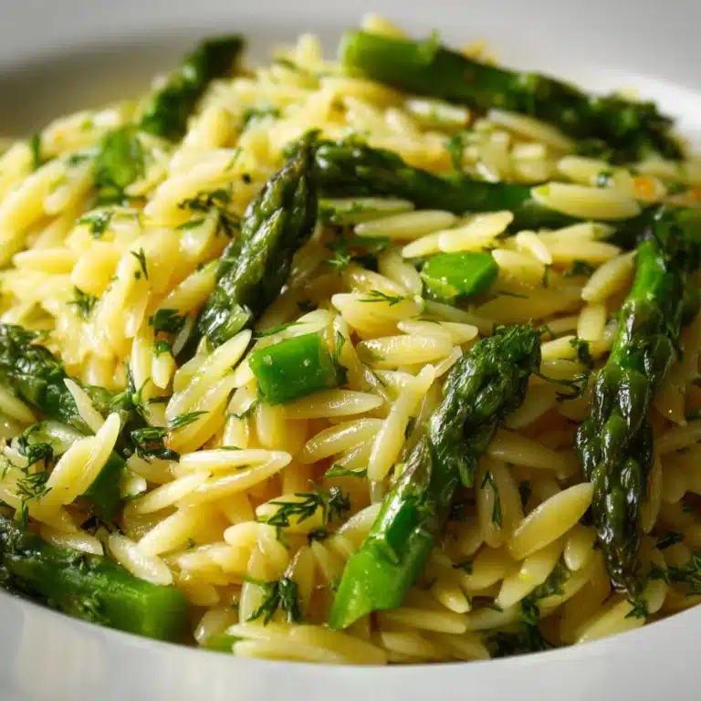 Creamy Orzo with Garlic Butter Asparagus Recipe