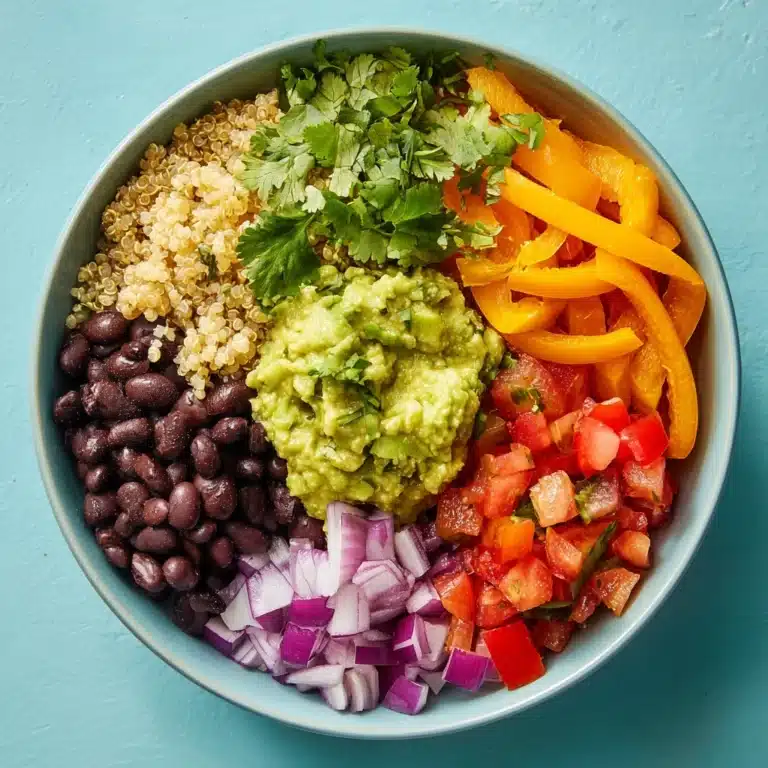 Black Bean & Quinoa Bowl with Guacamole and Veggies Recipe