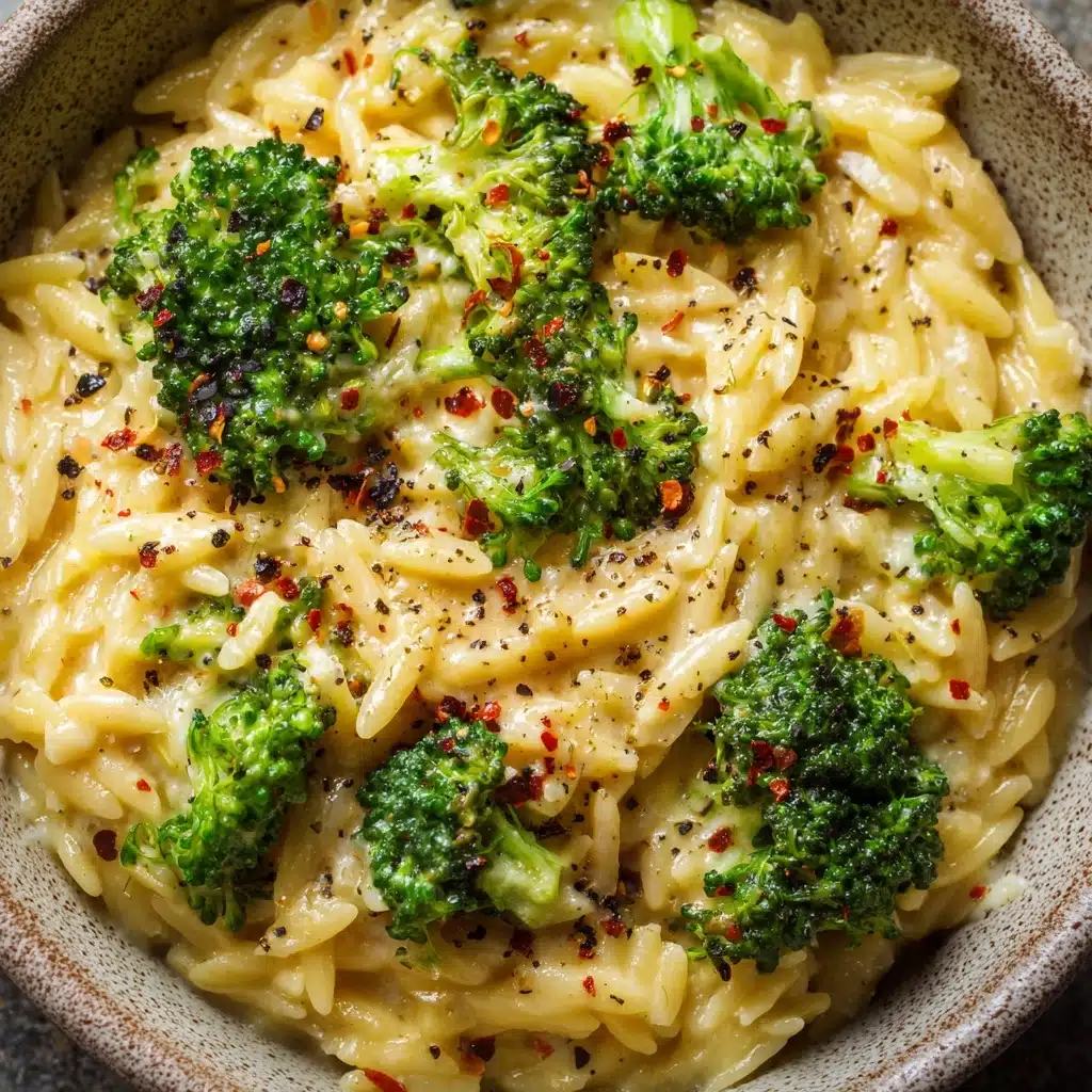Creamy Broccoli Cheddar Orzo Recipe - Recipe Image