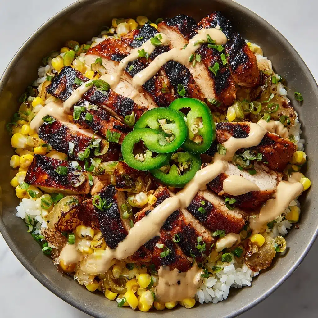 Grilled Chicken Bowl with Corn, Jalapeños & Creamy Sauce Recipe - Recipe Image