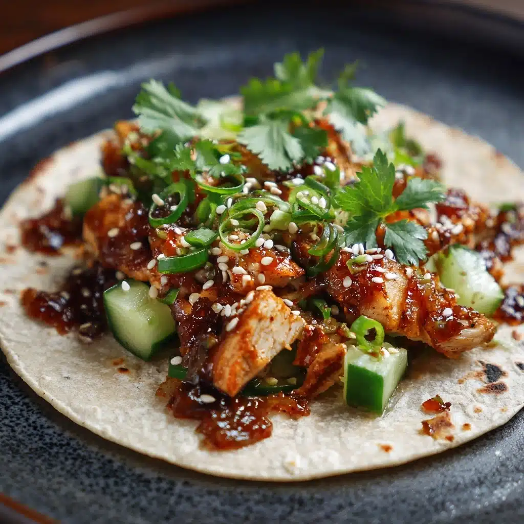 Korean Chicken Tacos with Caramelized Kimchi Recipe - Recipe Image