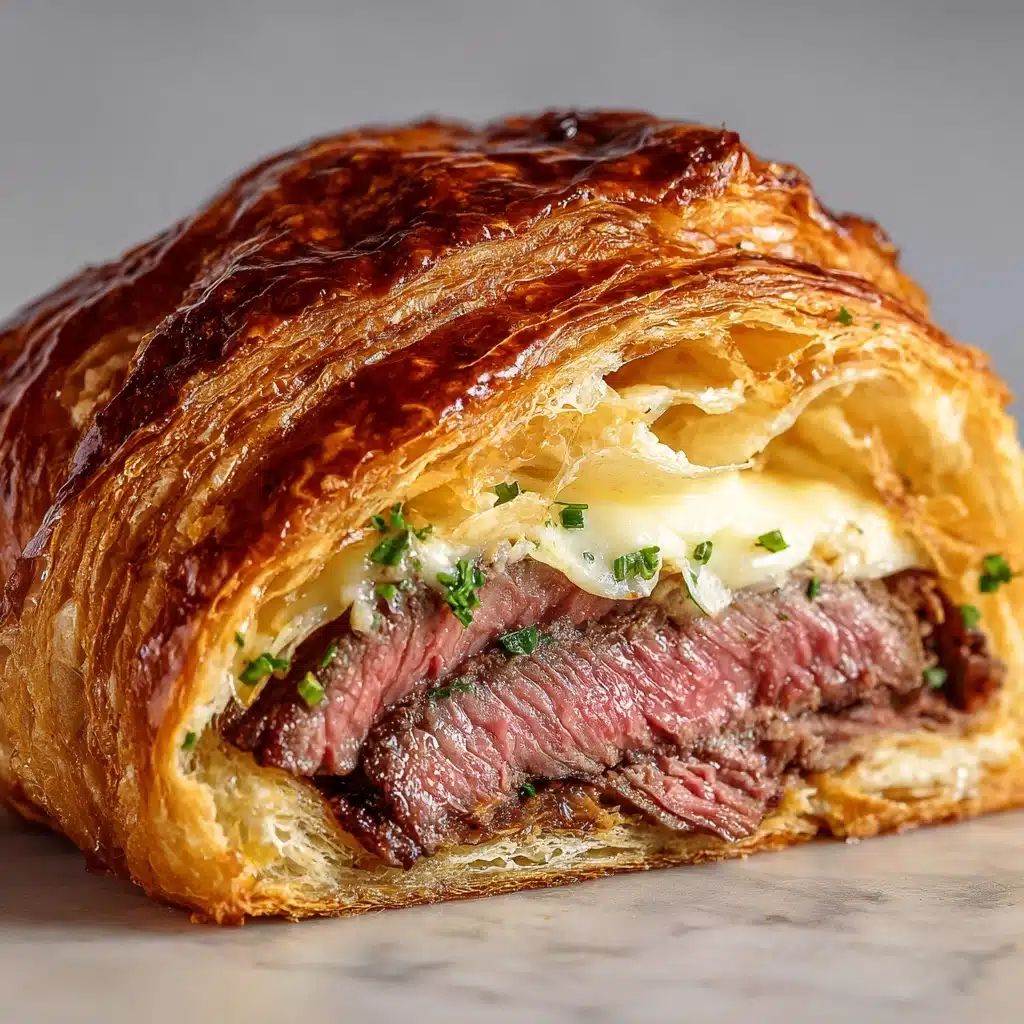 Garlic Butter Steak and Brie Croissant Melt Recipe - Recipe Image