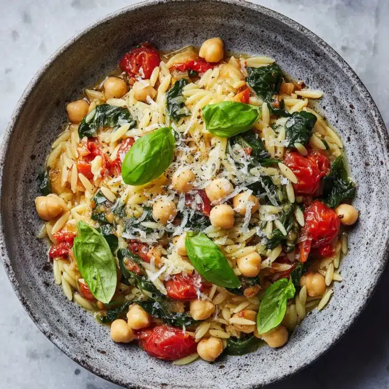 Creamy Tuscan Chickpeas & Orzo Recipe