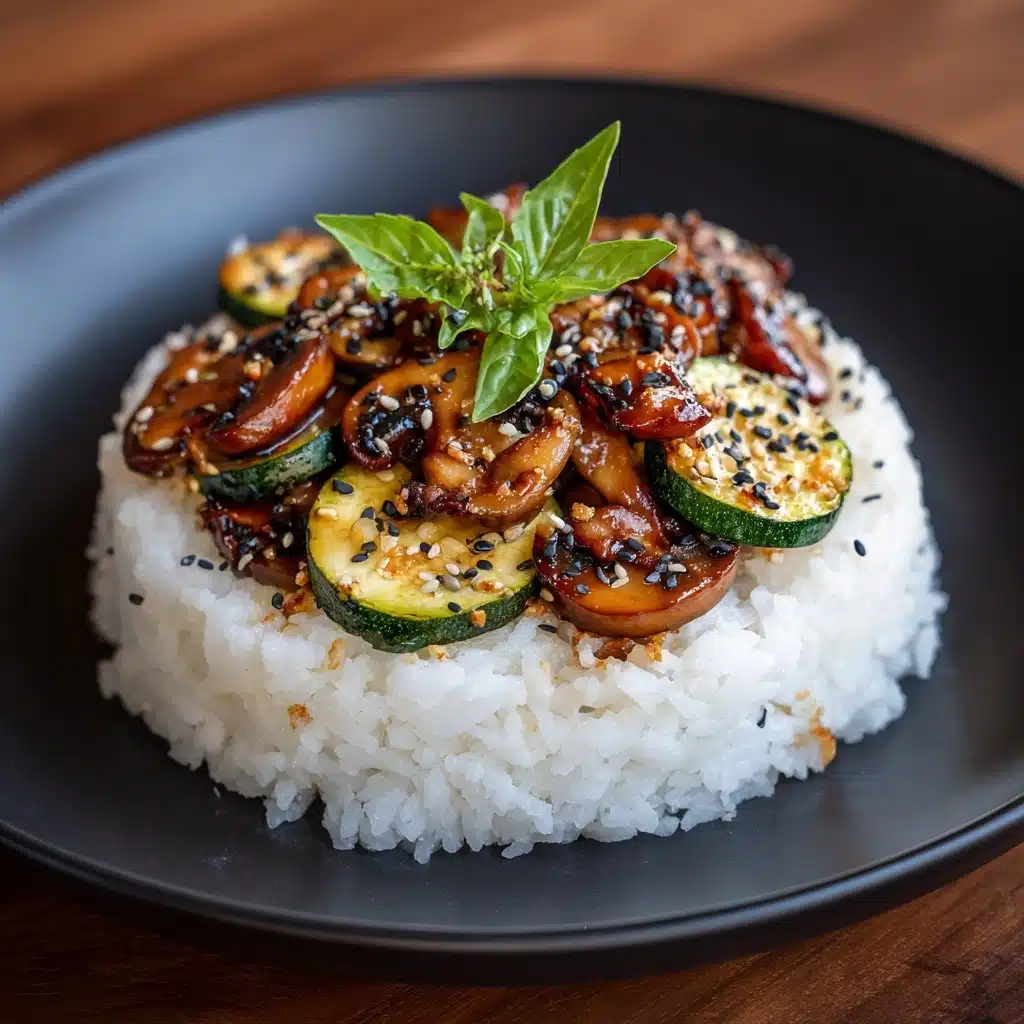 Stir-Fried Zucchini and Mushrooms with Rice Recipe - Recipe Image