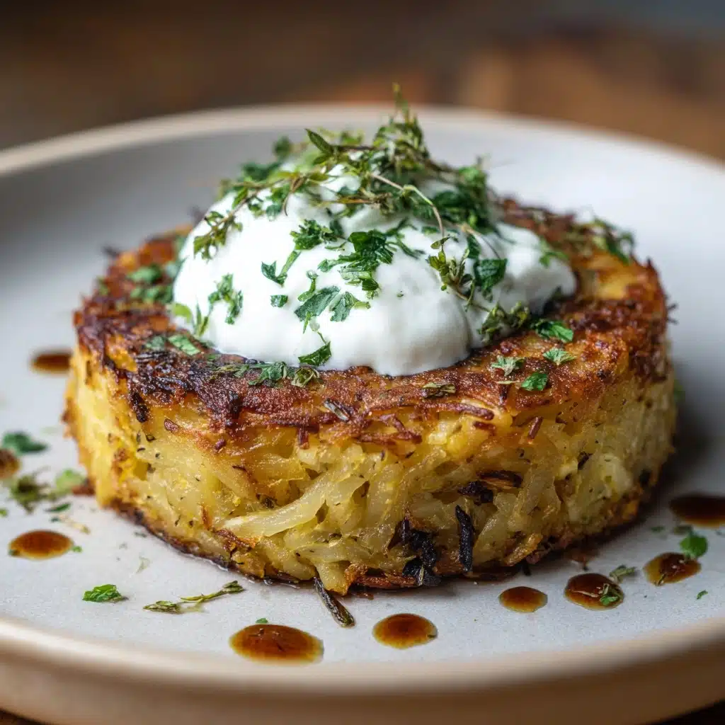 Potato-Parsnip Rosti with Caramelized Onion Sour Cream Recipe - Recipe Image