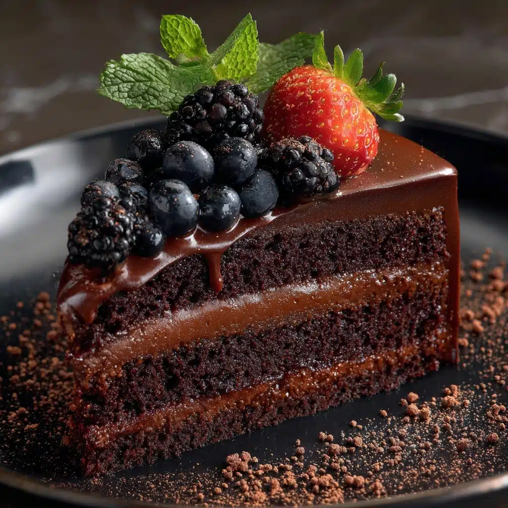 Black Velvet Cake with Blackberry Filling and Chocolate Frosting Recipe - Recipe Image