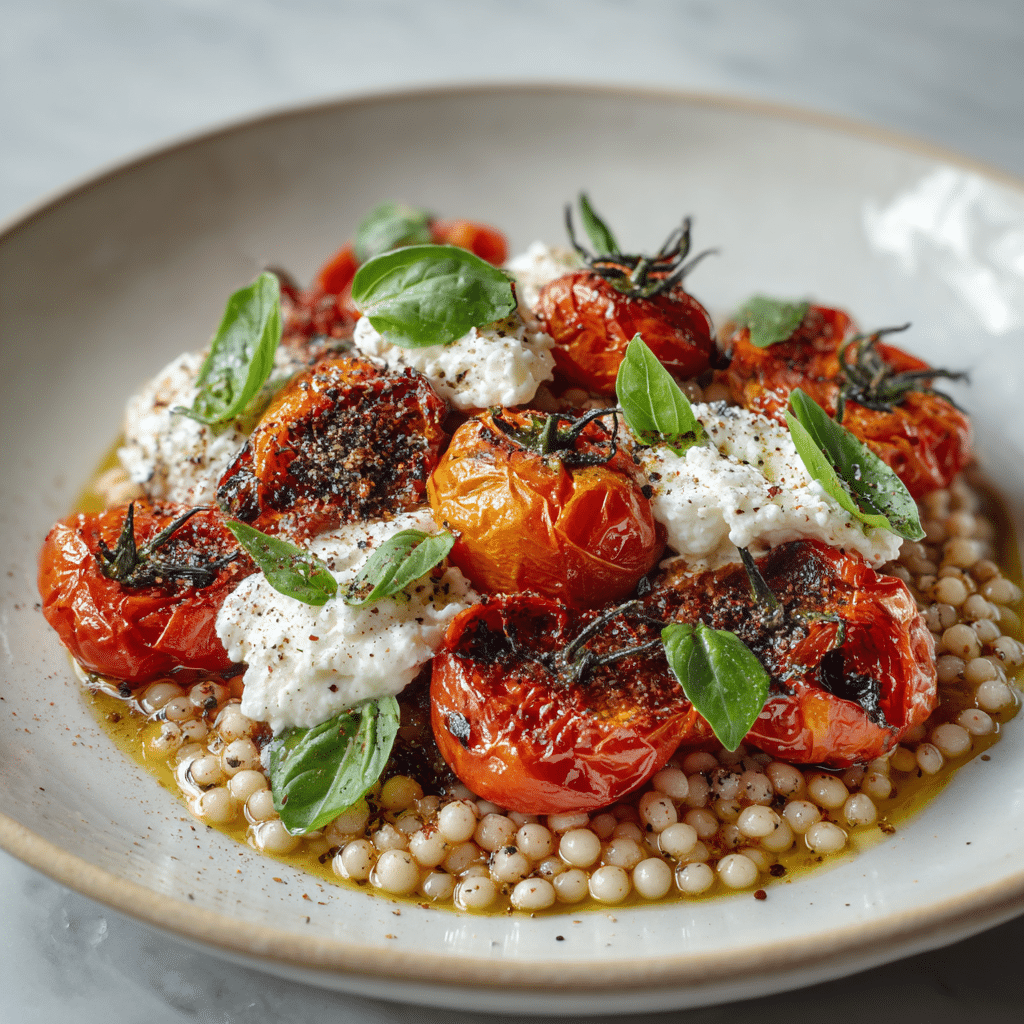 Roasted Tomato & Stracciatella Acini di Pepe Recipe - Recipe Image