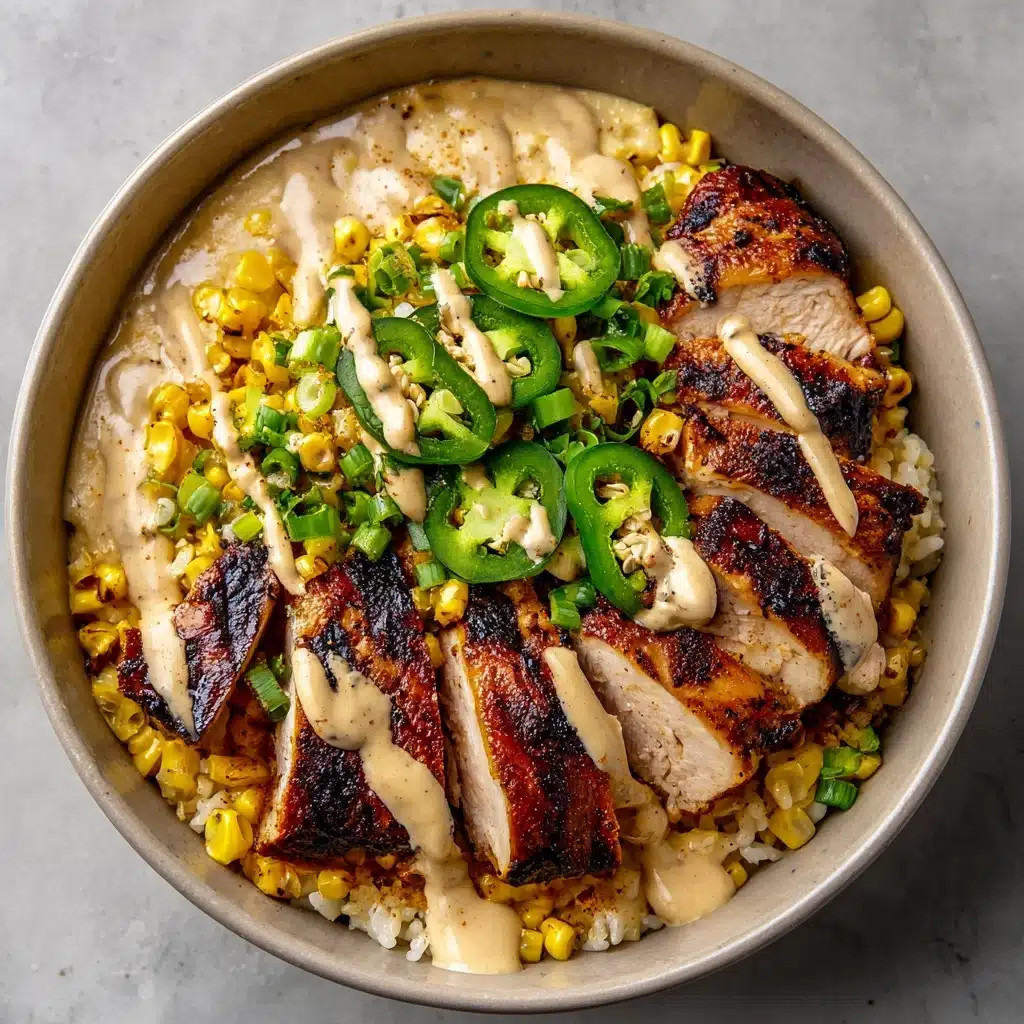 Grilled Chicken Bowl with Corn, Jalapeños & Creamy Sauce Recipe - Recipe Image