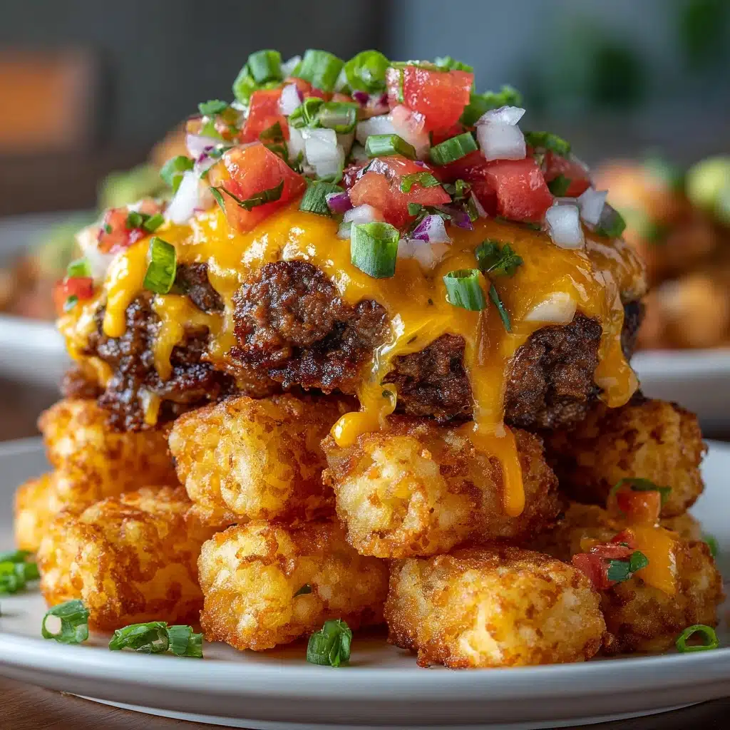 Cheeseburger Stuffed Tater Tot Cones with Colossal Cheese Volcano Recipe