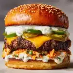 Double-Decker Jalapeño Popper Smash Burger with Ranch Drizzle Recipe
