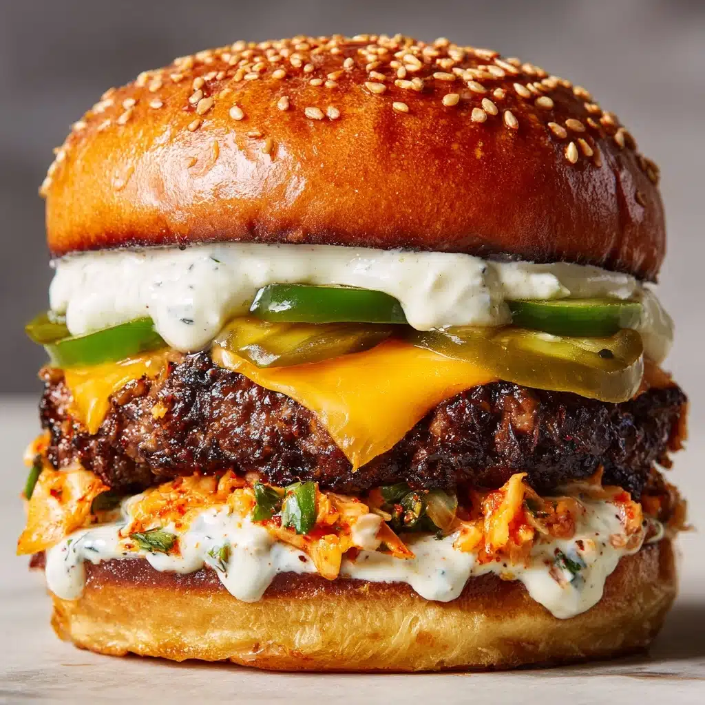 Double-Decker Jalapeño Popper Smash Burger with Ranch Drizzle Recipe