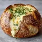 Garlic Butter Baked Brie in a Bread Bowl Recipe