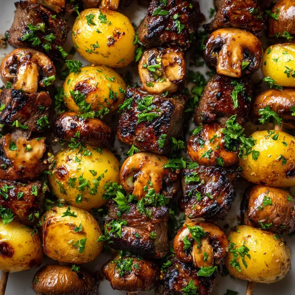 Grilled Steak, Potato, and Mushroom Kabobs Recipe